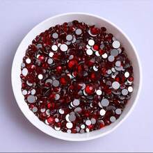 1440 buah Campuran Rhinestone Kaca Datar Merah Tua SS3-SS20 dengan Dasar Emas, Aksesoris Dekorasi Seni Kuku DIY - A A - View 7