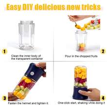 Gelas Juicer Mini, Juicer Portabel Nirkabel, Blender Ukuran Pribadi, Cocok untuk Smoothie dan Milkshake, Blender Buah Dapur Rumah, Cocok untuk Rumah dan Perjalanan. (420ML) - 420ML+420ML - View 5