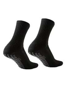 1/2/3/4/6 Pairs Unisex Professional Sports Anti-Slip Socks, Grid Textured Sole Shock Absorbing Mid-Calf Socks For Indoor Pilates Fitness Training - Black and White - View 12