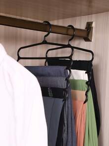 5-Tier Plastic Multi-Function Pants Rack Wardrobe Tie Scarf Shawl Pants Storage Organizer/1pc White - Black - View 6