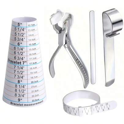 KLONKEE 1/2/3/5pcs Bracelet Measuring And Bending Tool Set, Includes Bracelet Bending Pliers, Measuring Tape And Bracelet Shaping Pliers, Reusable Bracelet Measuring Paper Tape, Suitable For Jewelry Making And Repair
