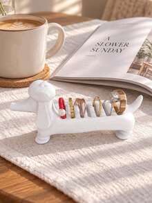 Cute Sausage Dog Ring Holder With Jewelry Storage Bag, Jewelry Display Stand, Desktop Ring Storage Box, Vanity Decor, Gift For Jewelry Lovers - Multicolor - View 4