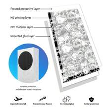 Sticker Set For Xbox Series S, Black And White Hand-Drawn Full Print Skull Pattern, Waterproof Scratch-Resistant Self-Adhesive Vinyl Game Console Skin, Removable No Residue, Full Console + 2 Controller Decorative Film - View 8