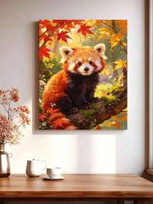 DIY Digital Oil Painting Kit, Raccoon In The Tree, Crafts For Beginners And Adults, Canvas Art Home Wall Decoration, Halloween Party Gifts. - Sets - View 3