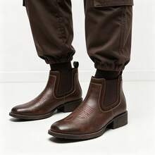 Vintage Western Cowboy Boots Men's Shaft Ankle Boots Commuter Versatile Ankle Boots - Brown - View 7