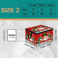 Multi-Size, Multi-Pattern Christmas Santa Claus Corgi Floral Bow Print Foldable Storage Box With Zipper Handle, Upgraded Fabric Large Capacity Storage Bin For Wardrobe, Dorm, Under Bed, Clothes, Bedding, Toys, Miscellaneous Items, Home Organization And Moving - Multi-color - View 17