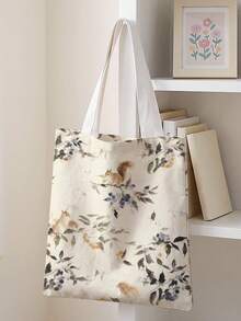 1pc Squirrel Pattern Print Shoulder Tote,Large Capacity For Books,Groceries & Daily Beach Travel School Use.For Students, Great Daily Bag Or Gift - Multicolor - View 14