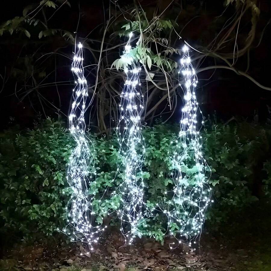 Solar Waterfall Fairy Bundle Christmas Lights, Outdoor Waterproof, 8 Modes, Solar String Lights, Firefly Vine Christmas Tree Decorations For Garden & Horticulture