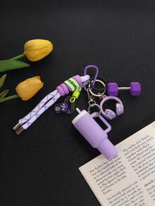 1P Fitness Keychain, Mini Water Bottle/Hammer/Earphone Hanger Keychain, Bag Hanger, Car Keychain, Gift For Friends - Multicolor - View 9