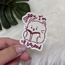 Sorry, I'm All Booked - Bookish Cat Sticker For E-Reader - Star Film - View 1