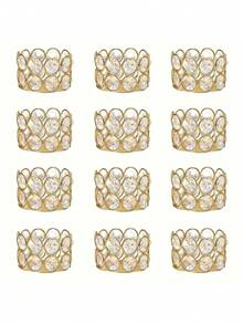 1/4/8/10/12/24pcs Gold/Silver Decorative Crystal Tea Light Candle Holders, 1.6 Inch Height, Suitable For Wedding Ceremony, Dining Table Centerpiece, Christmas, New Year Gifts - Multicolor - View 22