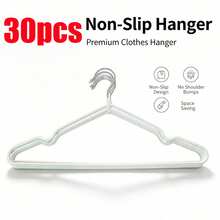10pcs/20pcs/30pcs/40pcs Non-Slip Durable Metal Hangers With Rubber Coating, Space-Saving Hooks With Shoulder Grooves - White - View 8