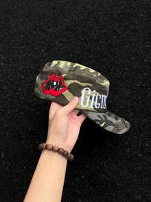 American Flat-Top Color-Block Large Letter Lip Embroidery Flat-Top Baseball Cap Men And Women Hip-Hop Camouflage Street Military Cap - Camouflage Riding Hat - View 2
