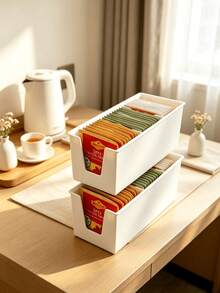 1 st förvaringsbox för tepåsar, svart och vit tvåfärgad, med flera fack och oberoende avdelare, lämplig som present, förvaringsställ för terum, kaffepåsar och förpackade drycker - Multifärgad - Visa 6