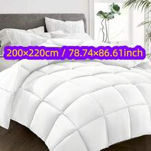 1pc Queen Size All Season Comforter Duvet Insert, Quilted Soft Breathable Microfiber Bedding, Solid White Bed Quilt - White - View 14