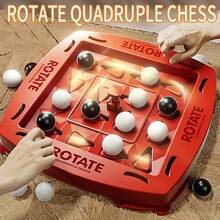 1pc Rotating Four-In-A-Row Game, Black And White Rotating Track Four-In-A-Row Game, Multiplayer Interactive Tabletop Game, Suitable For Family Gatherings, Logic Toy, Holiday Party Prop Gift, Various Holiday Surprise Gifts, Suitable For Relatives And Friends To Play Together - Multicolor - View 4