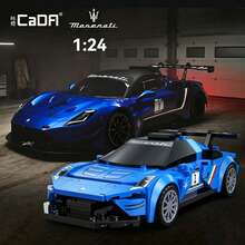 CaDA C55031--  GT2 Racing Car Building Block Model, 1:24 Scale, 240 Pieces, Adult Collectible Building Block Toy, Blue Track Edition - Blue - View 8