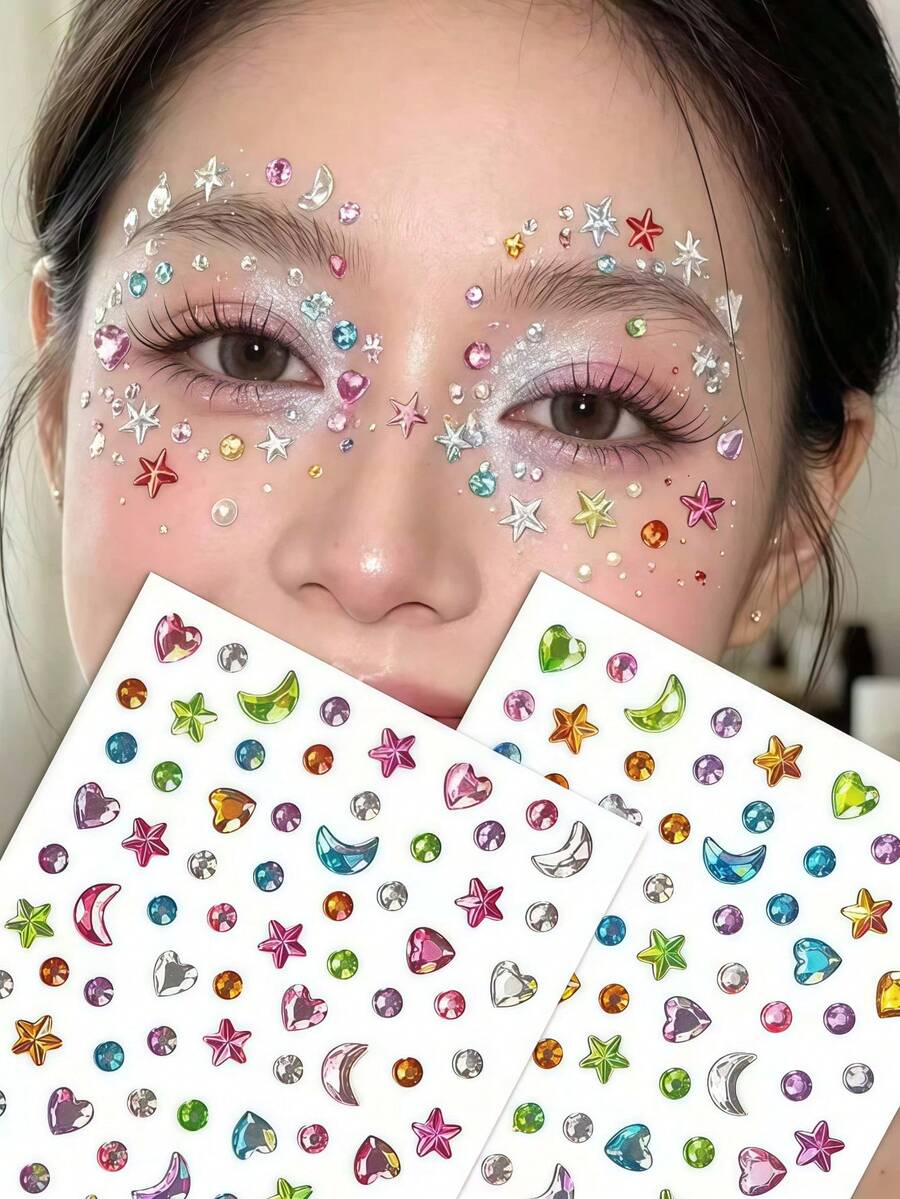 1/2/3/5pcs Colorful Star, Moon, Heart, Circle, Gemstone And Diamond ...