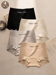 4 bragas deportivas de cintura alta para mujer diseño unicolor, estilo triangular moderno y ultra cómodo.Fabricadas en tejido técnico transpirable, suave al tacto y con excelente elasticidad para movimiento libre sin desplazamientos.Cintura alta reforzada que moldea suavemente la silueta, ofrece soporte ligero y - Multicolor - Ver 1