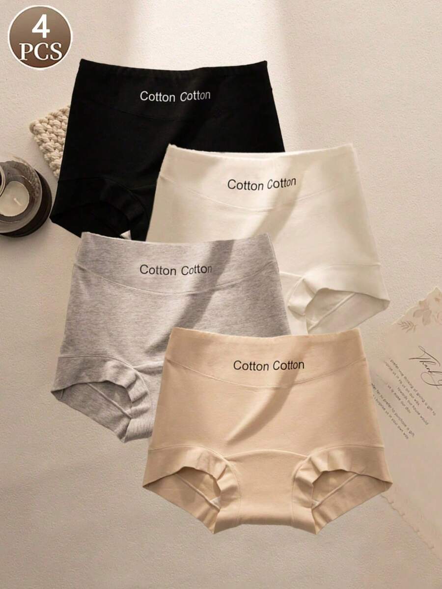 4 bragas deportivas de cintura alta para mujer diseño unicolor, estilo triangular moderno y ultra cómodo.Fabricadas en tejido técnico transpirable, suave al tacto y con excelente elasticidad para movimiento libre sin desplazamientos.Cintura alta reforzada que moldea suavemente la silueta, ofrece soporte ligero y - Multicolor - Ver 1