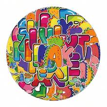 50Pcs Dinosaur Alphabet Stickers Stationery Graffiti Stickers, Decals For Party, Water Bottle, Scrapbook, Laptop, Skateboard, Computer, Gift Bags, Envelope Seals, Office Supplies, For Teens Fans - Dinosaur Alphabet Stickers - View 1