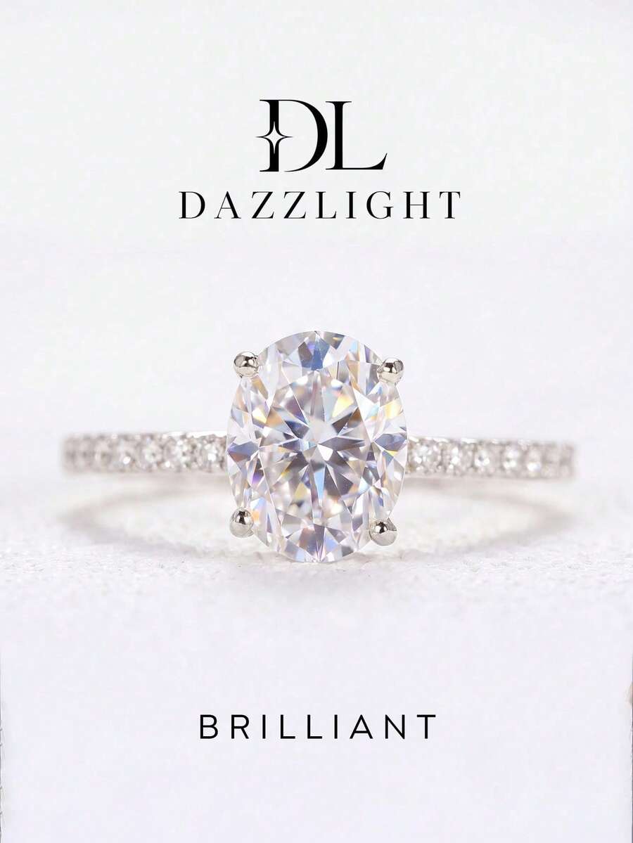 1pc Elegant Exquisite 1ct Oval Moissanite Ring, Suitable For Women, Perfect For Wedding And Ball Occasions - Oval Moissanite Ring - 1ct - View 1