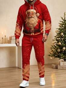 Setelan Sweatshirt dan Celana Jogging Kasual Motif Natal untuk Pria, Pakaian Penting untuk Liburan - MultiWarna - View 3