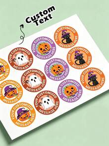 Custom Halloween Stickers, Candy Halloween Stickers, "Trick-Or-Treat" Stickers, Happy Halloween Labels, Spooky Party Favor Labels, Packaging Decor - Multicolor - View 2