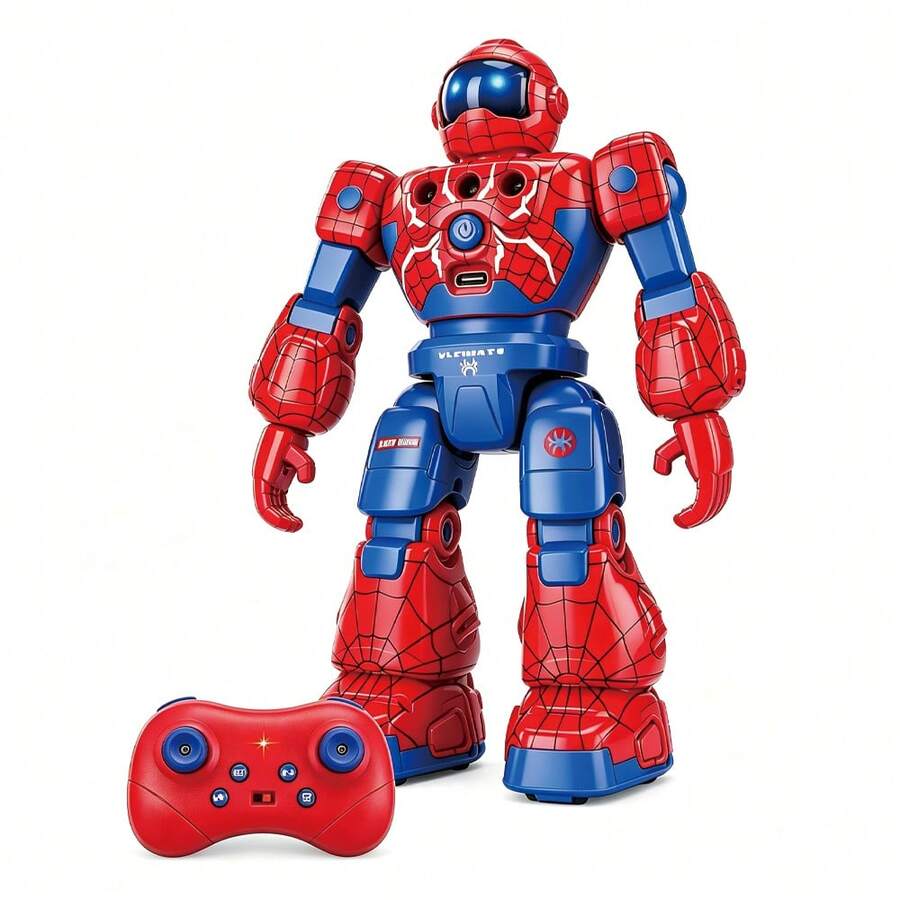 1pc Gesture Sensing Remote Control Robot, Programmable Spider Robot, Supports Remote Control Operation And Gesture Sensing Control, Equipped With Rechargeable Battery, Suitable For 3 4 5 6 7 8 9 10 11 12 Years Old Boys And Girls Interactive Robot Toy, With Light And Music, Singing And Dancing, Two Driving Modes Walking And Sliding, One-Key Demo, Storytelling, Mechanical Voice, Children Entertainment Set, Christmas Gift (White/Black/Red)