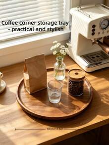 1pc Rotating Storage Tray, Slouchy Susan, Wooden Tray, Kitchen Storage, Kitchen Condiment Organizer, Rotating Tray Spice Rack, Can Be Used As Kitchen Storage Tray, Kitchen Storage Supplies, Also Can Be Used As Serving Plate, Breakfast Tray, Serving Tray, Rotating Cake Stand, Multi-Functional Tray, Suitable For Bathroom, Vanity, Coffee Bar, Decorative Tray, Kitchen Decor And Accessories, 360 Degree Rotating Storage Space, - Camel - View 6