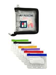 Shiny PVC Transparent 3-Ring Single-Slot Pill Bag Set, MY MEDICINE BAG And Pill Print, Large Capacity Pill Storage Binder, 7 Colorful Compartments, Reusable Travel Medicine Organizer, Suitable For Supplements And Small Daily Items, Ideal For Health-Conscious And On-The-Go Users, Essential Medical Accessory, Dorm Essential, Back To School Essential, Teacher's Day Gift, Back To School Gift - Multicolor - View 12
