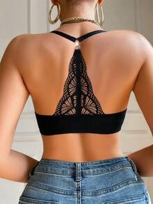 Women's Front-Closure Lace Underwire Push-Up Bra, Exquisite Back Design, Breathable And Comfortable, Lift And Shape, Suitable For Daily And Casual Wear - Black - View 8