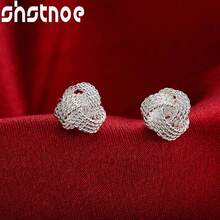 925 Sterling Silver Plated Earrings High Quality For Women Exquisite Student Girlfriend Jewelry Accessories Wedding Fashion Gift - Silver - View 3