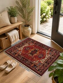 1pc Vintage Persian Rug, Bohemian Floral Medallion Pattern Carpet, Distressed Oriental Style Rug, Soft Polyester Rectangular Rug, Suitable For Living Room, Bedroom, Hallway, Kitchen, Office, Farmhouse Home Decor - Multicolor - View 25