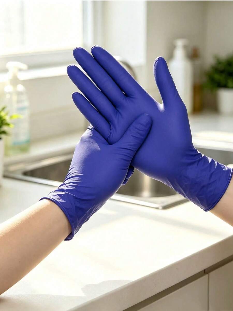 20/50/100pcs 9 Inch Multi-Purpose Purple Nitrile Gloves, Powder-Free Latex-Free Waterproof Non-Slip Rubber Gloves, Suitable For Kitchen Dishwashing, Home And Bathroom Cleaning, Salon, Nail Art, Beauty Parlor, Car Repair, Holiday Gift - Purple - View 1