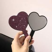 Handheld Heart-Shaped Makeup Mirror, Rhinestone Sparkling Portable Travel Makeup Mirror, Compact Hand Mirror For Women And Girls, Daily Touch-Up Beauty Tool Gift, Multiple Colors - Multicolor - View 13