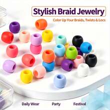 23/119Pcs Multicolor Large Hole Silicone Hair Beads, Dreadlock Braid Decor Beads, Thick Braids Hair Accessories For DIY Hairstyle Decoration - Silicone Hair Beads - View 2