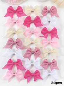VBOOR 10/20pcs Pink Sweet Minimalist Solid Color Ribbed Bow Hair Clips, Sweet Hair Accessories, Suitable For Women And Girls, Alligator Hair Clip Design, Non-Damaging Hair Accessories, Suitable For Daily, Travel, Party - Multicolor - View 10