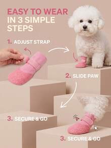DomKim 4 Pairs Waterproof Dog Shoes (Easy On/Off) - Winter Paw Protection Boots, Detachable, Washable And Reusable Pet Boots, Suitable For Small And Medium All Dog Breeds (Poodle, Bichon, Shar Pei), Non-Slip And Stain-Resistant, Perfect For Walking, Vet Visits, Snowy And Rainy Days. - Pink - View 6