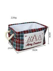 1pc Christmas Desktop Storage Boxes, Foldable Portable Organizer Baskets, Thickened Bins,Festive Print, Multi‑Color Holiday Style For Teens Adults, Xmas Tabletop Bedroom Dorm Office, Practical Storage Box For Daily Home Organization - Multicolor - View 12