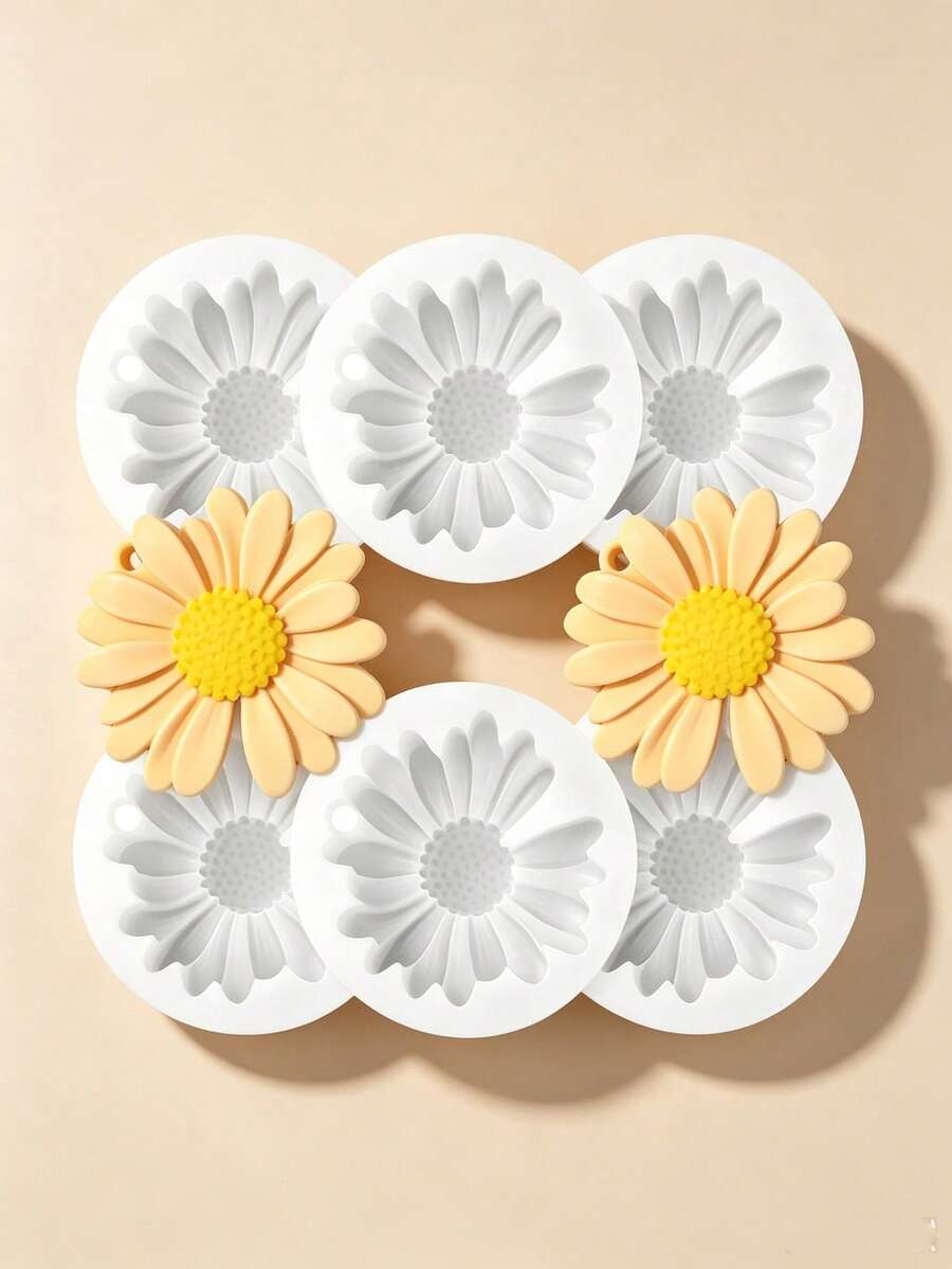 3D Daisy Flower Silicone Mold, Candle & Cake Decorating Mold For Chocolate, Soap, Wax & DIY Crafts, Decorative White Flower Baking Tool, Non-Stick & Reusable