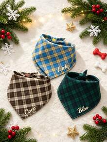 Custom Name Pet Bandana, Christmas Holiday Decor For Dogs, Pet Party Costume Gift, Daily Wear Dog Bandana - Multicolor - View 3