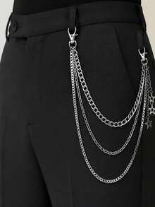 Layered Pant Chain Keychain, Unisex Punk Wallet Chain, Hip Hop Jeans Keychain, Halloween Accessory - Silver - View 8