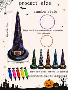1 Set Halloween Giant Ring Toss Game, Carnival Inflatable Witch Hat Ring Toss, Suitable For Adults, Applicable For Halloween Party, Carnival, Classroom, Indoor/Outdoor And Campus Scenes - Inflatable Wizard Hat Ring Toss - View 8