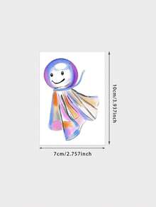 1pc Temporary Tattoo Sticker, Hand Drawn Colorful Rainbow Teru Teru Bozu Pattern, Realistic Fake Tattoo Design, For Daily Wear, Bachelorette Party Favors, Music Festival, Game, Graduation Gift, Lasts 3‑5 Days - Multicolor - View 2