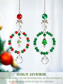 1pc Crystal Christmas Hanging Ornament, Suitable For Christmas Tree Decoration, Creating Festive Atmosphere, Living Room/Balcony/Window And Other Multiple Scenes Christmas Decorative Pendant - Christmas Wreath Ornament - View 2