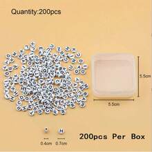 1包500/1000入組7x4mm白色圓形字母拼音塑膠散珠,diy手鍊、項鍊、珠寶製作 - 7mm - 查看 15