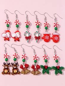 Set 12 Pasang Anting Natal Anak, Dekorasi Pesta Liburan, Hadiah Festival Lucu untuk Anak Perempuan - MultiWarna - View 6