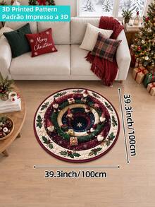 DAJIANG 1pc 3D Visual Christmas Rug, Kitchen Rug Runner, Suitable For Bathroom, Kitchen, Outdoor, Indoor, Hallway, Bedroom, Living Room, Bedside, Machine Washable Easy To Clean Entryway Mat, Non-Slip Bottom Bedroom Decor Carpet - Multicolor - View 14