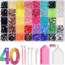 40 Colors/15 Colors Resin Jelly Rhinestones, Colorful Flat Back Shiny Rhinestones Luxury Handmade Material Set; Suitable For DIY Rhinestone Craft Kits, Diamond Painting, Shiny Decorative Accessories, Handmade Supplies And More - Multicolor - View 2